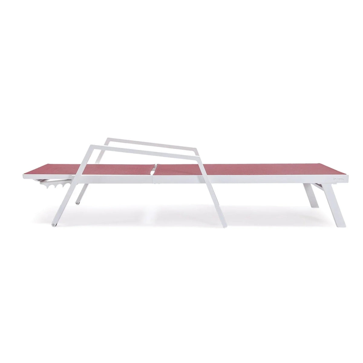 Marlin Patio Chaise Lounge Chair with Armrests in White Aluminum Frame, Set of 2 - Elax Furniture