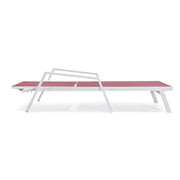 Marlin Patio Chaise Lounge Chair with Armrests in White Aluminum Frame, Set of 2 - Elax Furniture