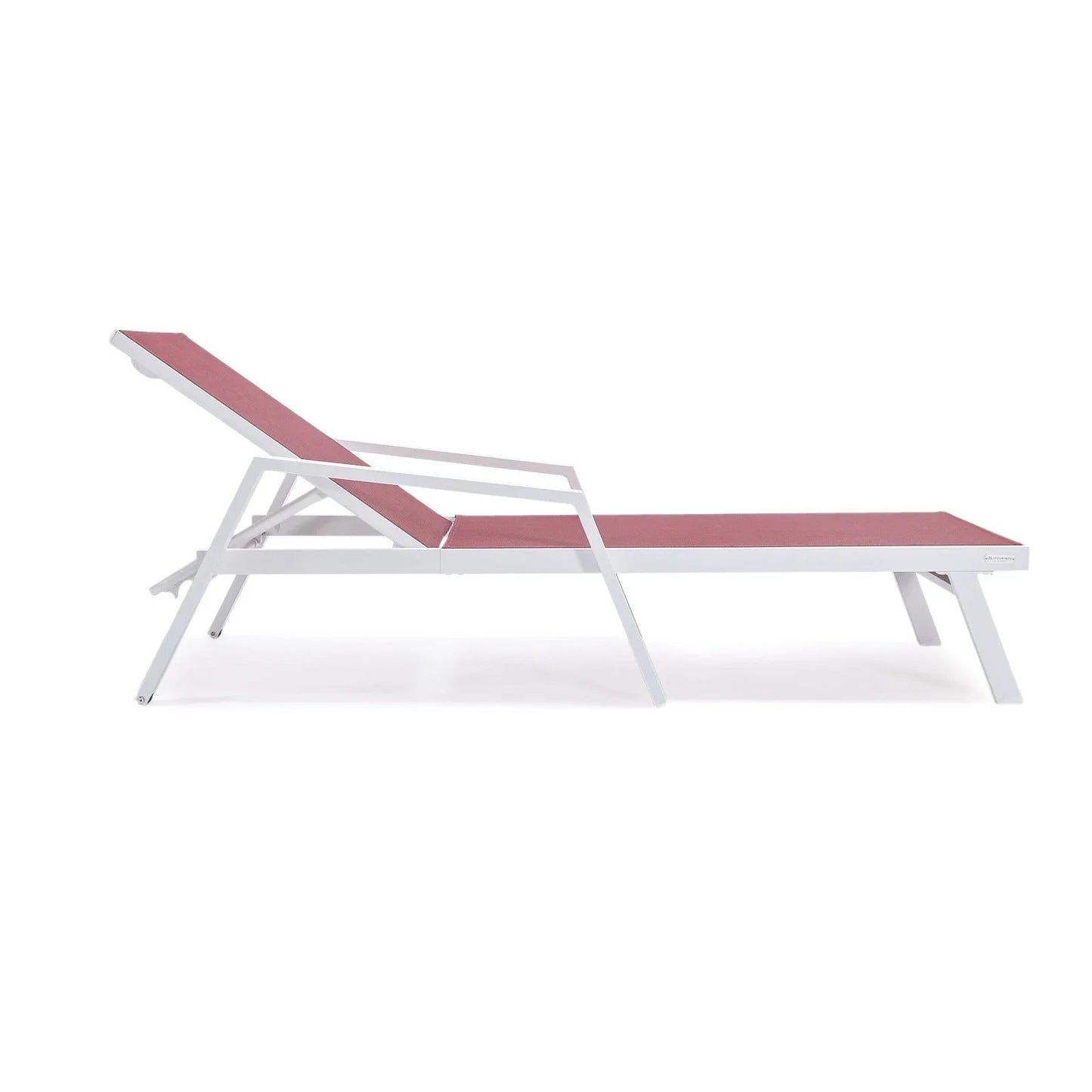Marlin Patio Chaise Lounge Chair with Armrests in White Aluminum Frame, Set of 2 - Elax Furniture