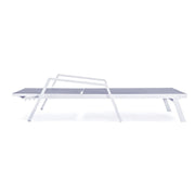 Marlin Patio Chaise Lounge Chair with Armrests in White Aluminum Frame, Set of 2 - Elax Furniture