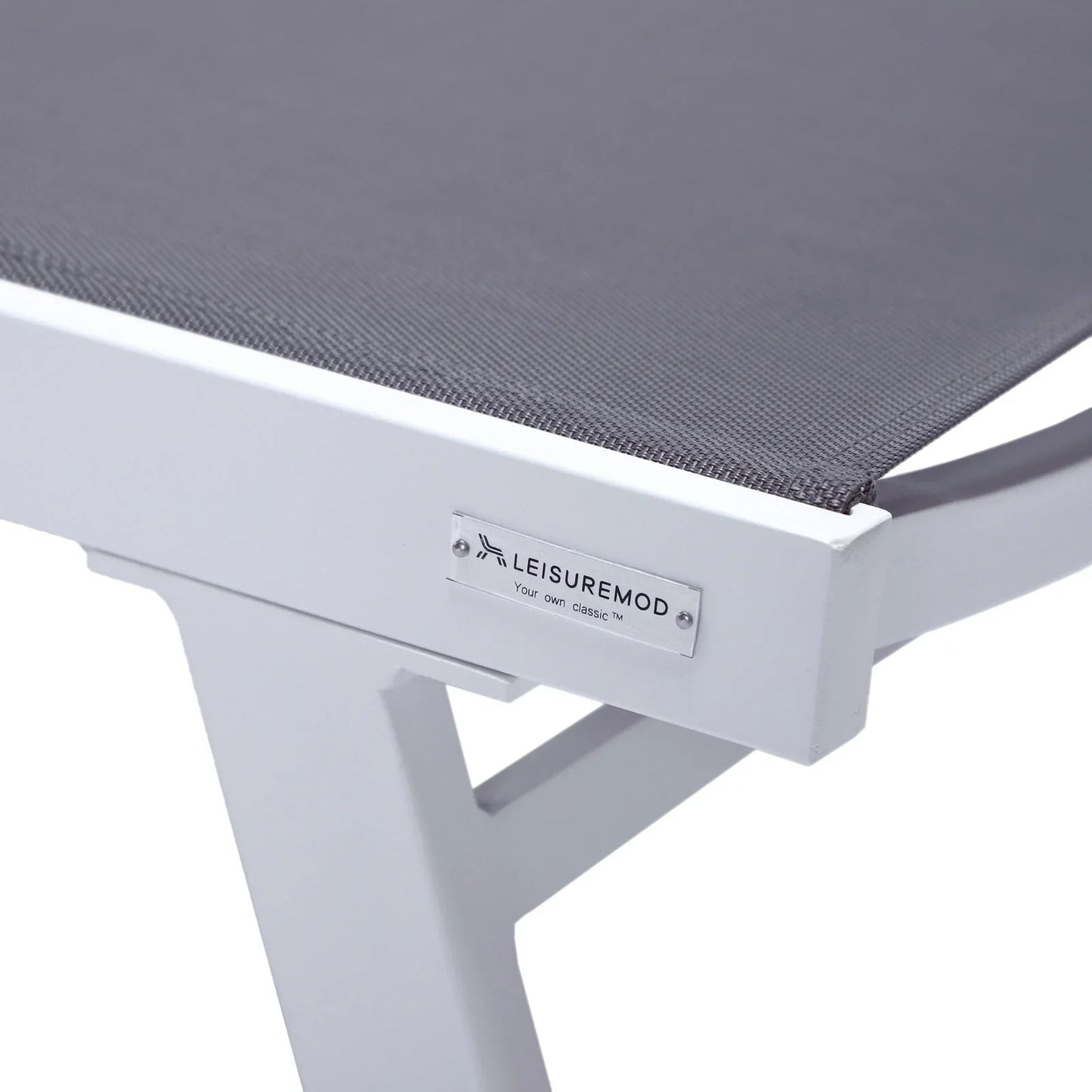 Marlin Patio Chaise Lounge Chair with Armrests in White Aluminum Frame, Set of 2 - Elax Furniture