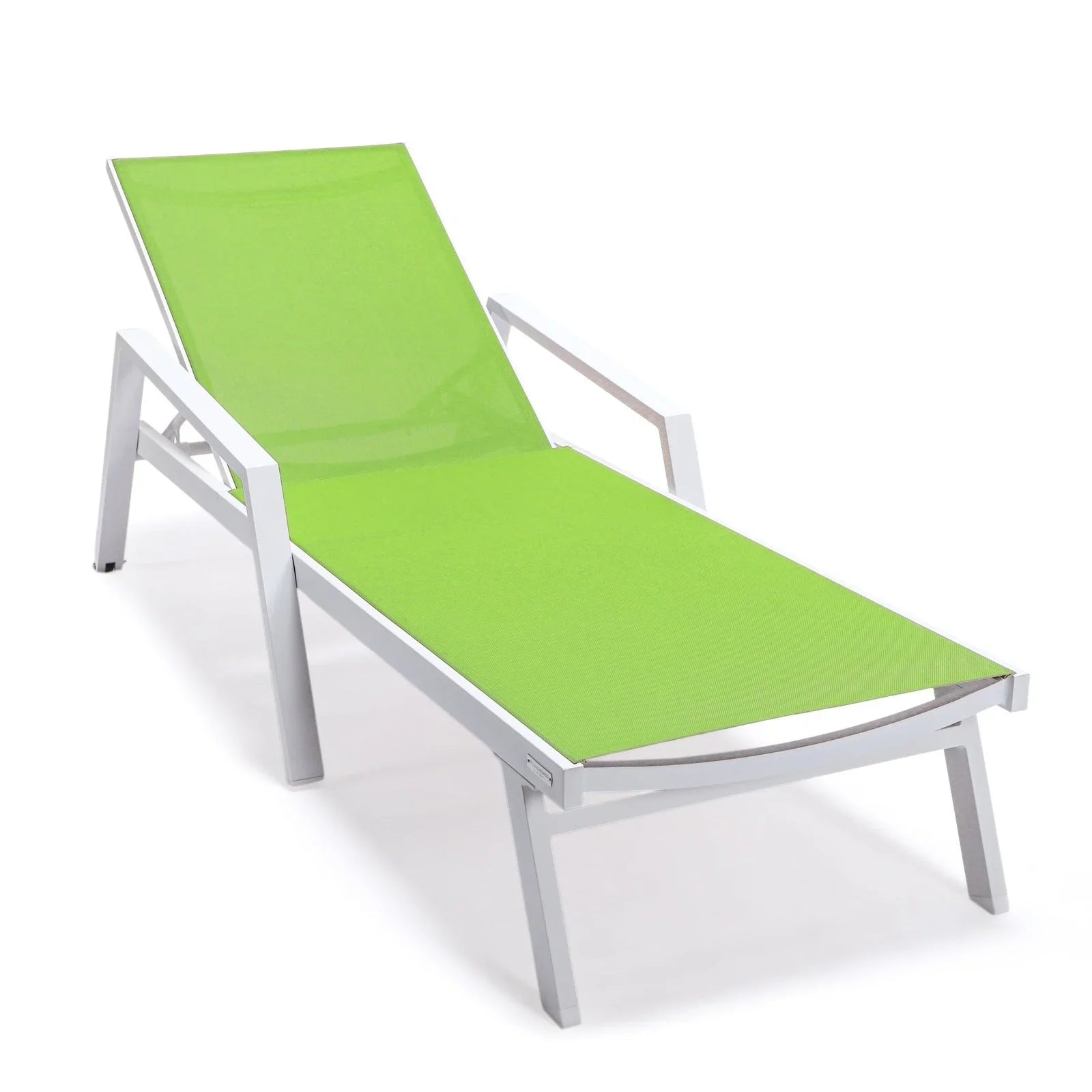 Marlin Patio Chaise Lounge Chair with Armrests in White Aluminum Frame, Set of 2 - Elax Furniture