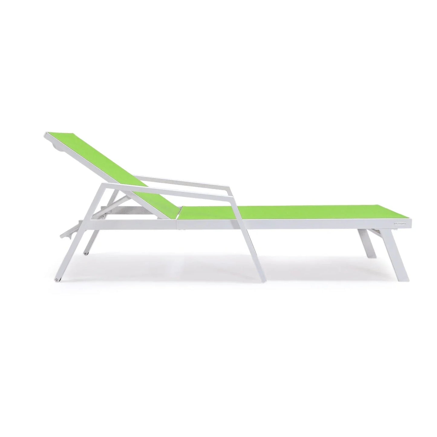 Marlin Patio Chaise Lounge Chair with Armrests in White Aluminum Frame, Set of 2 - Elax Furniture