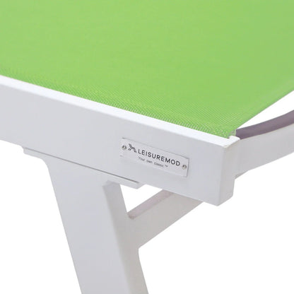 Marlin Patio Chaise Lounge Chair with Armrests in White Aluminum Frame, Set of 2 - Elax Furniture