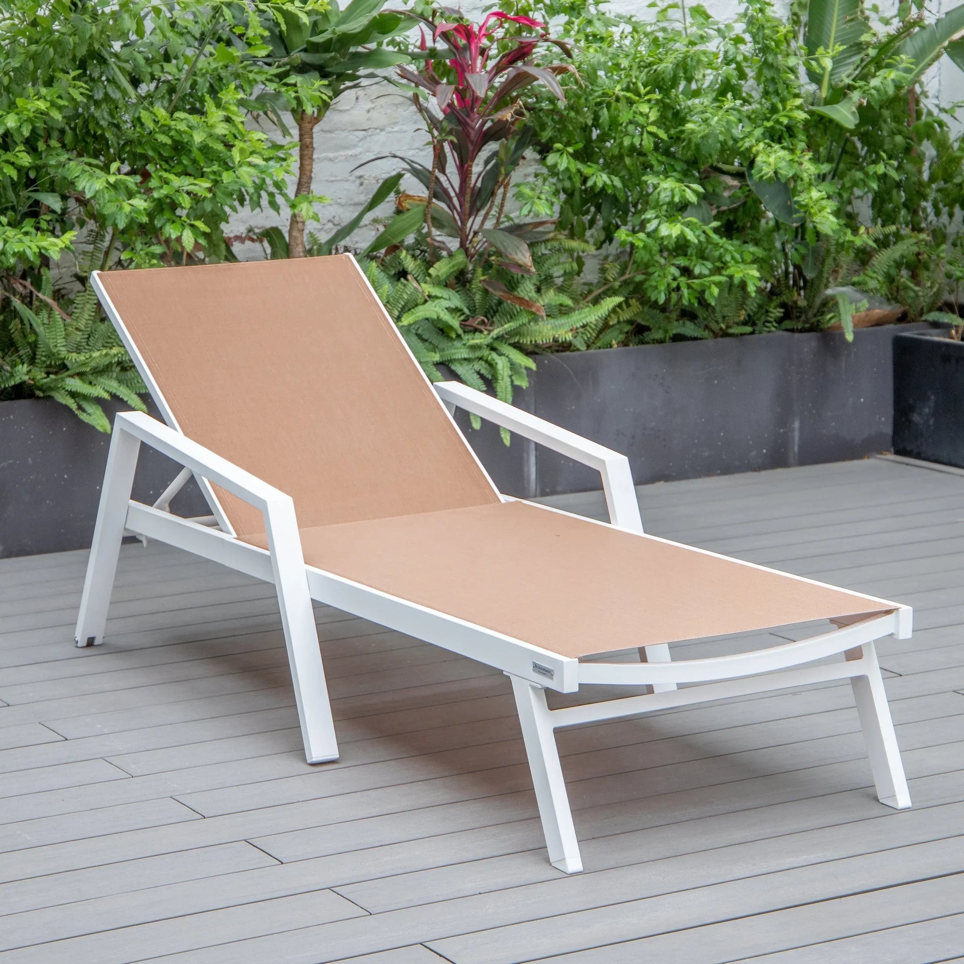 Marlin Aluminum Outdoor Chaise Lounge Chair with Sling Fabric Seat - Elax Furniture