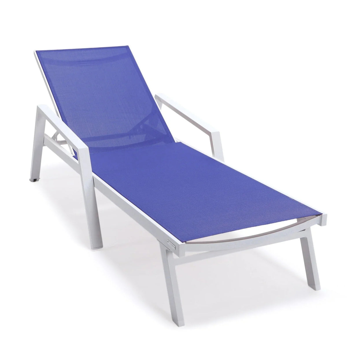 Marlin Patio Chaise Lounge Chair with Armrests in White Aluminum Frame, Set of 2 - Elax Furniture