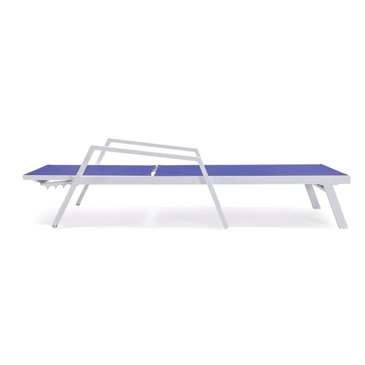 Marlin Patio Chaise Lounge Chair with Armrests in White Aluminum Frame, Set of 2 - Elax Furniture