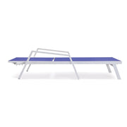 Marlin Patio Chaise Lounge Chair with Armrests in White Aluminum Frame, Set of 2 - Elax Furniture