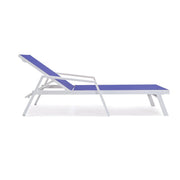 Marlin Patio Chaise Lounge Chair with Armrests in White Aluminum Frame, Set of 2 - Elax Furniture