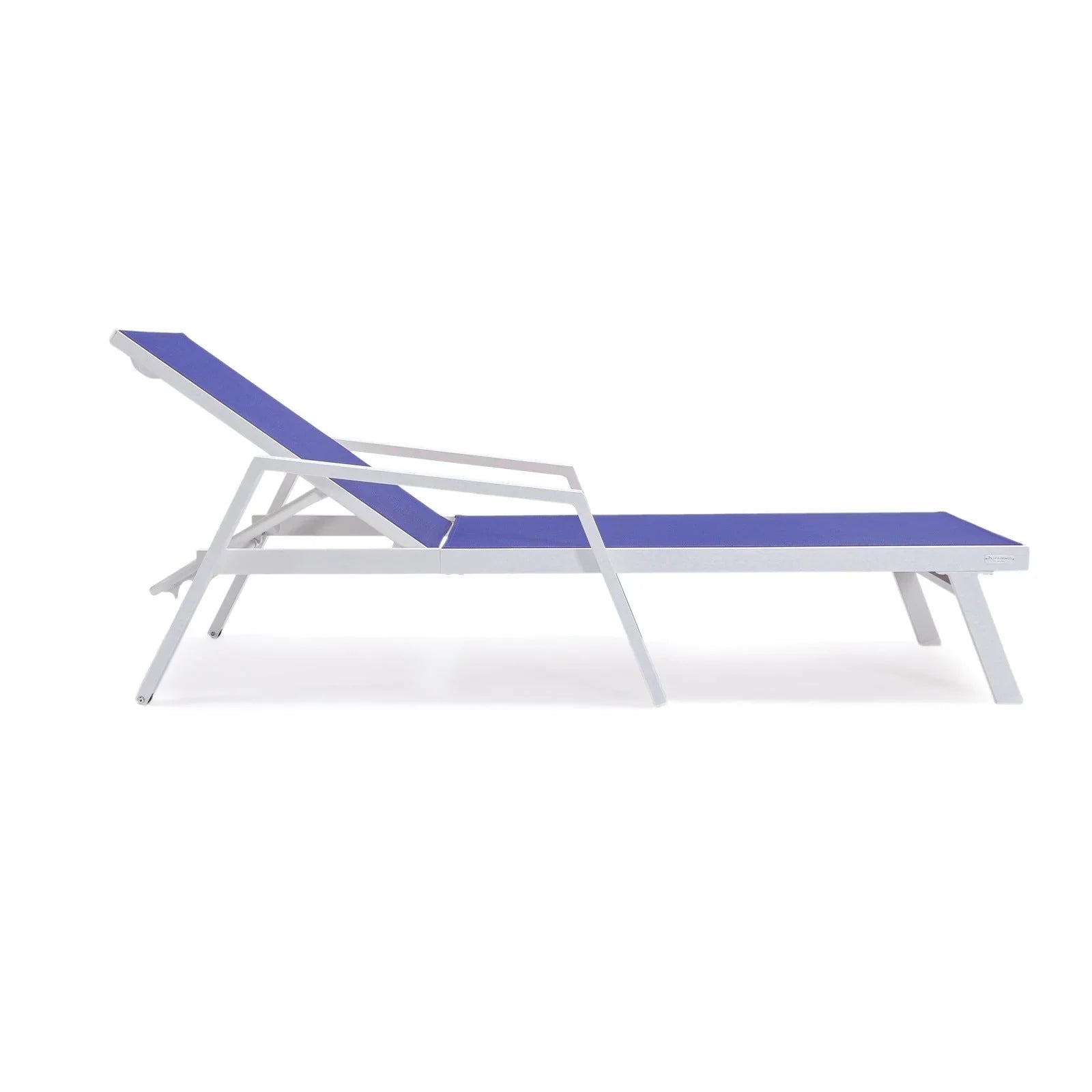 Marlin Patio Chaise Lounge Chair with Armrests in White Aluminum Frame, Set of 2 - Elax Furniture