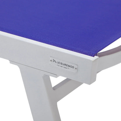 Marlin Patio Chaise Lounge Chair with Armrests in White Aluminum Frame, Set of 2 - Elax Furniture