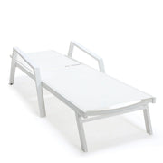 Marlin Patio Chaise Lounge Chair with Armrests in White Aluminum Frame, Set of 2 - Elax Furniture