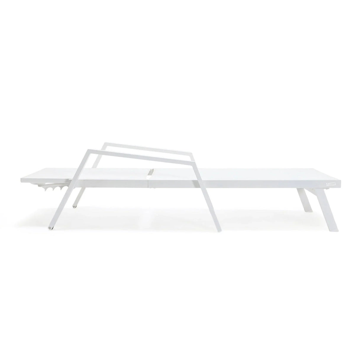 Marlin Patio Chaise Lounge Chair with Armrests in White Aluminum Frame, Set of 2 - Elax Furniture