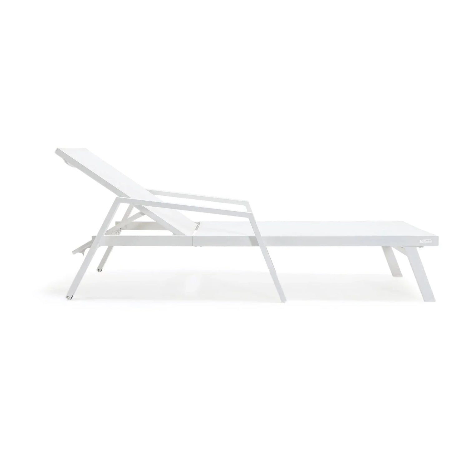Marlin Patio Chaise Lounge Chair with Armrests in White Aluminum Frame, Set of 2 - Elax Furniture
