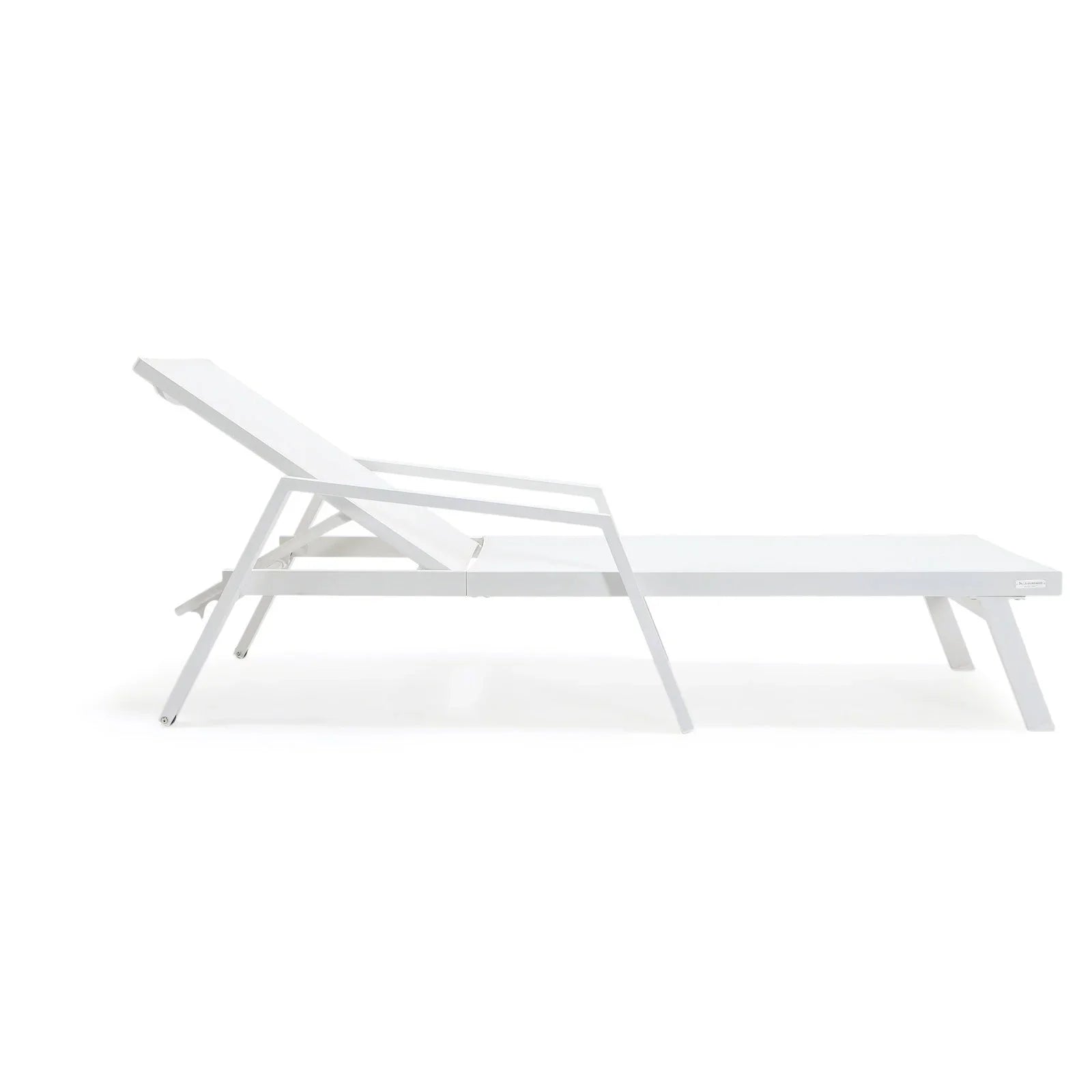 Marlin Patio Chaise Lounge Chair with Armrests in White Aluminum Frame, Set of 2 - Elax Furniture