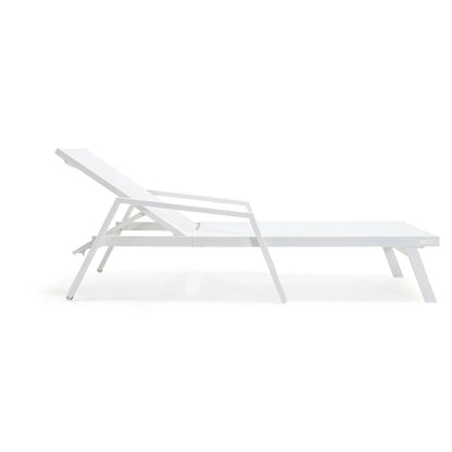 Marlin Patio Chaise Lounge Chair with Armrests in White Aluminum Frame, Set of 2 - Elax Furniture