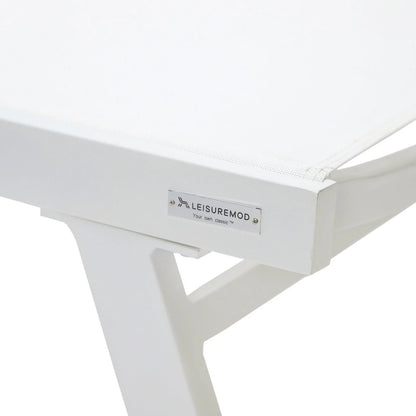 Marlin Patio Chaise Lounge Chair with Armrests in White Aluminum Frame, Set of 2 - Elax Furniture