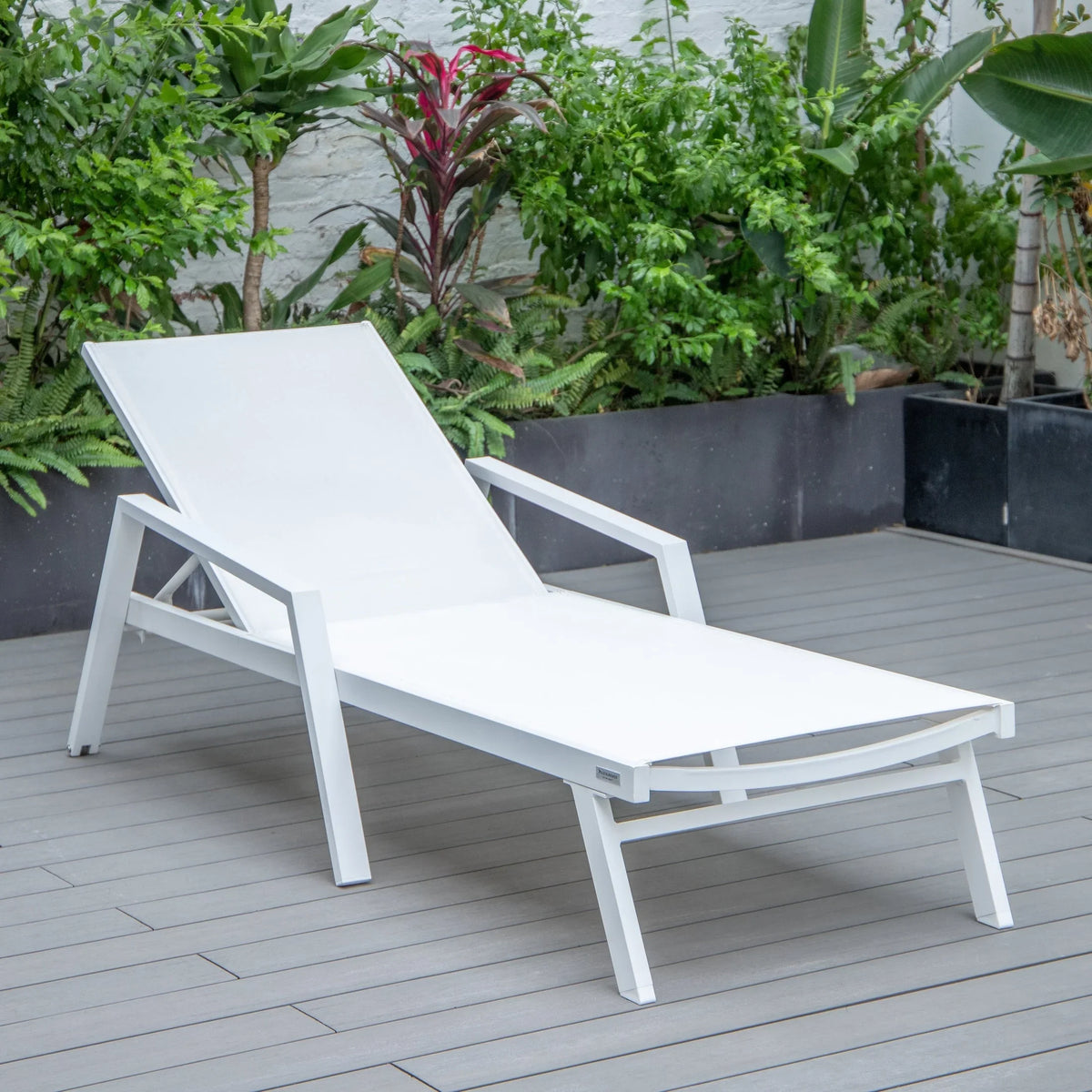 Marlin Aluminum Outdoor Chaise Lounge Chair with Sling Fabric Seat - Elax Furniture