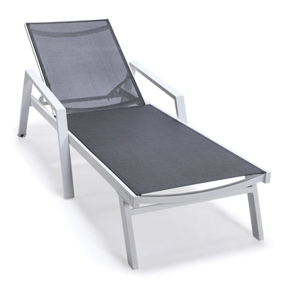 Marlin Aluminum Outdoor Chaise Lounge Chair with a Square Fire Pit Table - Elax Furniture
