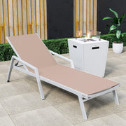 Marlin Aluminum Outdoor Chaise Lounge Chair with a Square Fire Pit Table - Elax Furniture