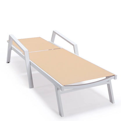 Marlin Aluminum Outdoor Chaise Lounge Chair with a Square Fire Pit Table - Elax Furniture