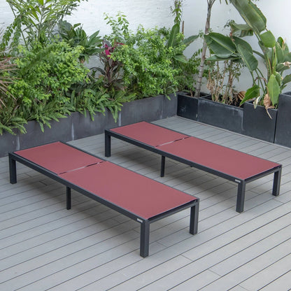 Marlin Patio Chaise Lounge Chair with Black Aluminum Frame, Set of 2 - Elax Furniture