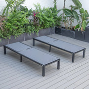 Marlin Patio Chaise Lounge Chair with Black Aluminum Frame, Set of 2 - Elax Furniture