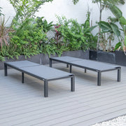 Marlin Patio Chaise Lounge Chair with Black Aluminum Frame, Set of 2 - Elax Furniture