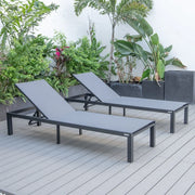 Marlin Patio Chaise Lounge Chair with Black Aluminum Frame, Set of 2 - Elax Furniture