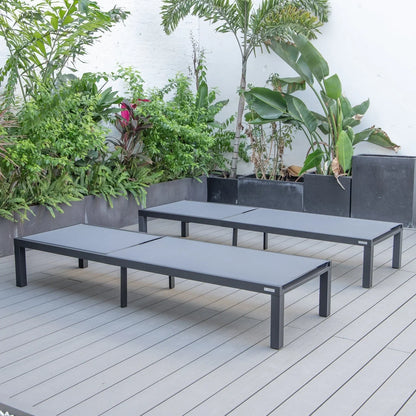 Marlin Patio Chaise Lounge Chair with Black Aluminum Frame, Set of 2 - Elax Furniture