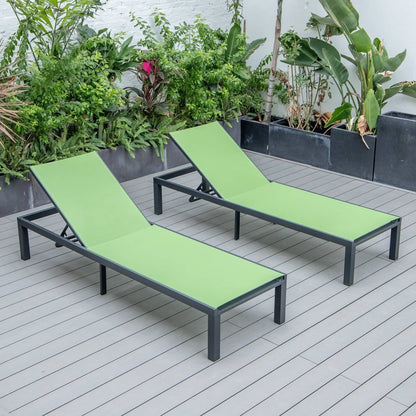 Marlin Patio Chaise Lounge Chair with Black Aluminum Frame, Set of 2 - Elax Furniture