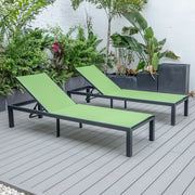 Marlin Patio Chaise Lounge Chair with Black Aluminum Frame, Set of 2 - Elax Furniture