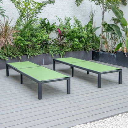 Marlin Patio Chaise Lounge Chair with Black Aluminum Frame, Set of 2 - Elax Furniture