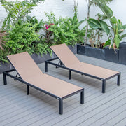 Marlin Patio Chaise Lounge Chair with Black Aluminum Frame, Set of 2 - Elax Furniture