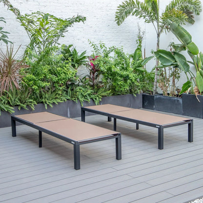 Marlin Patio Chaise Lounge Chair with Black Aluminum Frame, Set of 2 - Elax Furniture