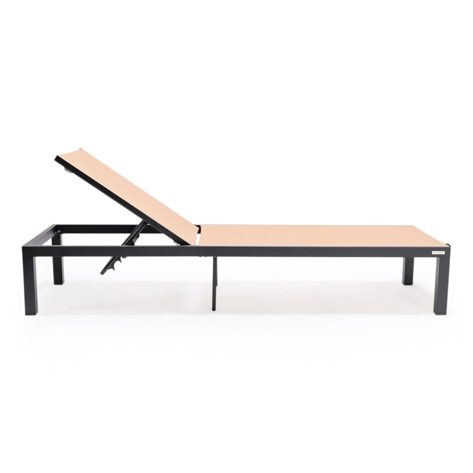 Marlin Patio Chaise Lounge Chair with Black Aluminum Frame, Set of 2 - Elax Furniture