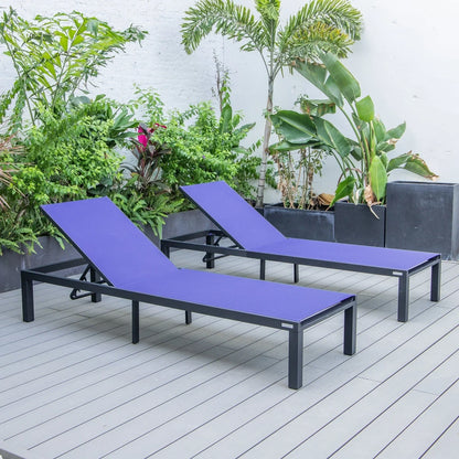 Marlin Patio Chaise Lounge Chair with Black Aluminum Frame, Set of 2 - Elax Furniture