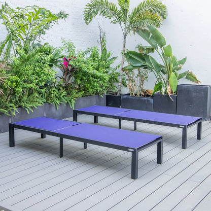 Marlin Patio Chaise Lounge Chair with Black Aluminum Frame, Set of 2 - Elax Furniture