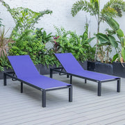 Marlin Patio Chaise Lounge Chair with Black Aluminum Frame, Set of 2 - Elax Furniture