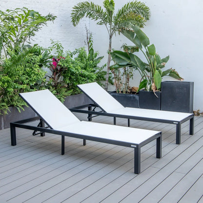 Marlin Patio Chaise Lounge Chair with Black Aluminum Frame, Set of 2 - Elax Furniture