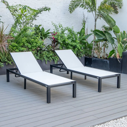 Marlin Patio Chaise Lounge Chair with Black Aluminum Frame, Set of 2 - Elax Furniture