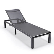 Marlin Modern Black Aluminum Outdoor Chaise Lounge Chair With Square Fire Pit Side Table Set of 2 - Elax Furniture