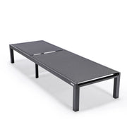 Marlin Modern Black Aluminum Outdoor Chaise Lounge Chair With Square Fire Pit Side Table Set of 2 - Elax Furniture