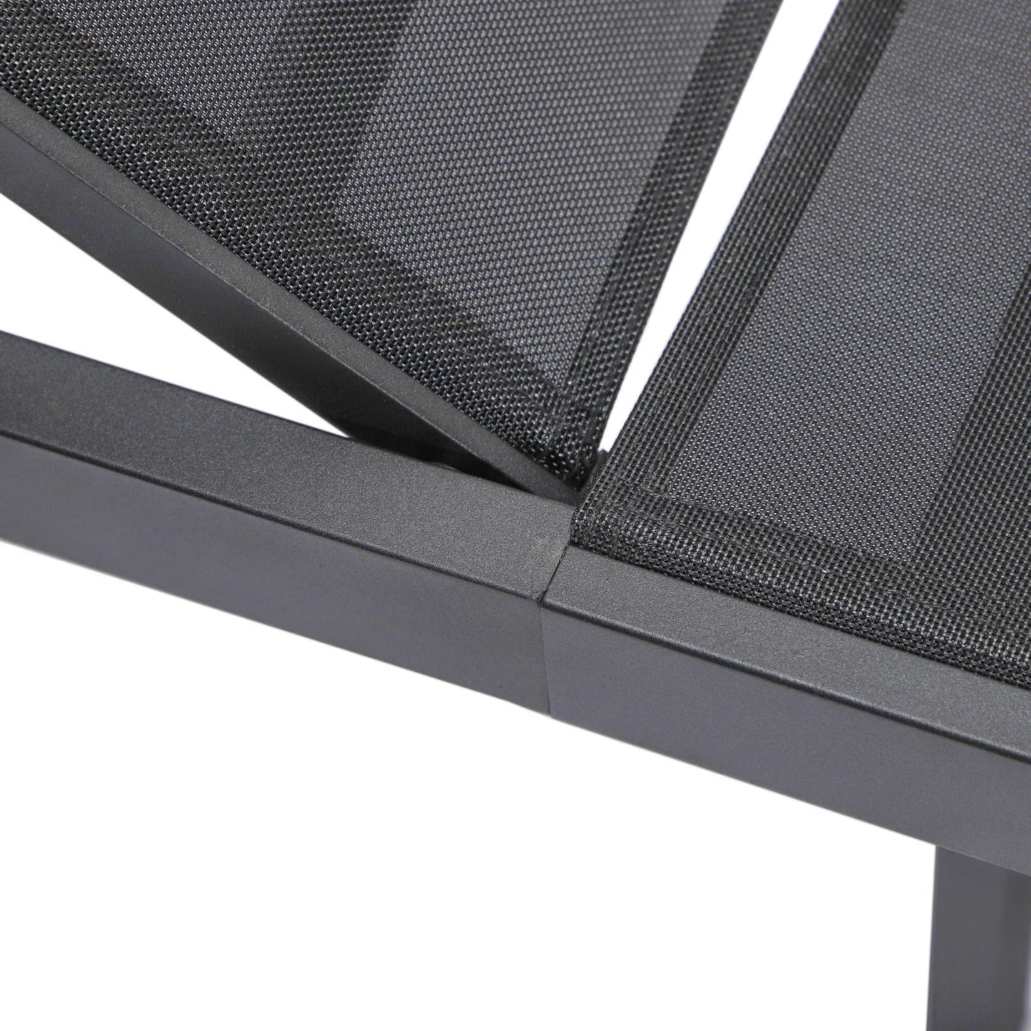 Marlin Modern Black Aluminum Outdoor Chaise Lounge Chair With Square Fire Pit Side Table Set of 2 - Elax Furniture