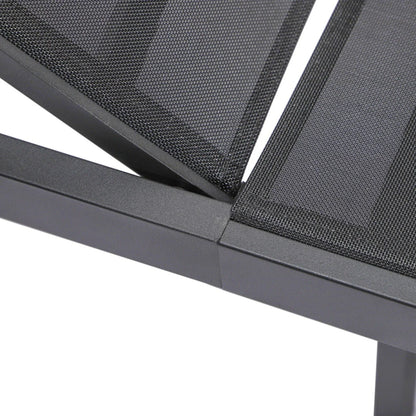 Marlin Modern Black Aluminum Outdoor Chaise Lounge Chair With Square Fire Pit Side Table Set of 2 - Elax Furniture