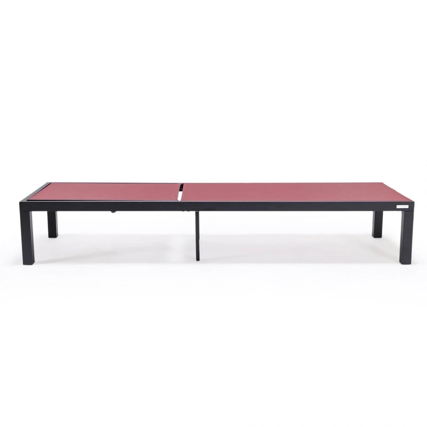 Marlin Modern Black Aluminum Outdoor Chaise Lounge Chair With Square Fire Pit Side Table Set of 2 - Elax Furniture