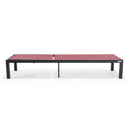 Marlin Modern Black Aluminum Outdoor Chaise Lounge Chair With Square Fire Pit Side Table Set of 2 - Elax Furniture