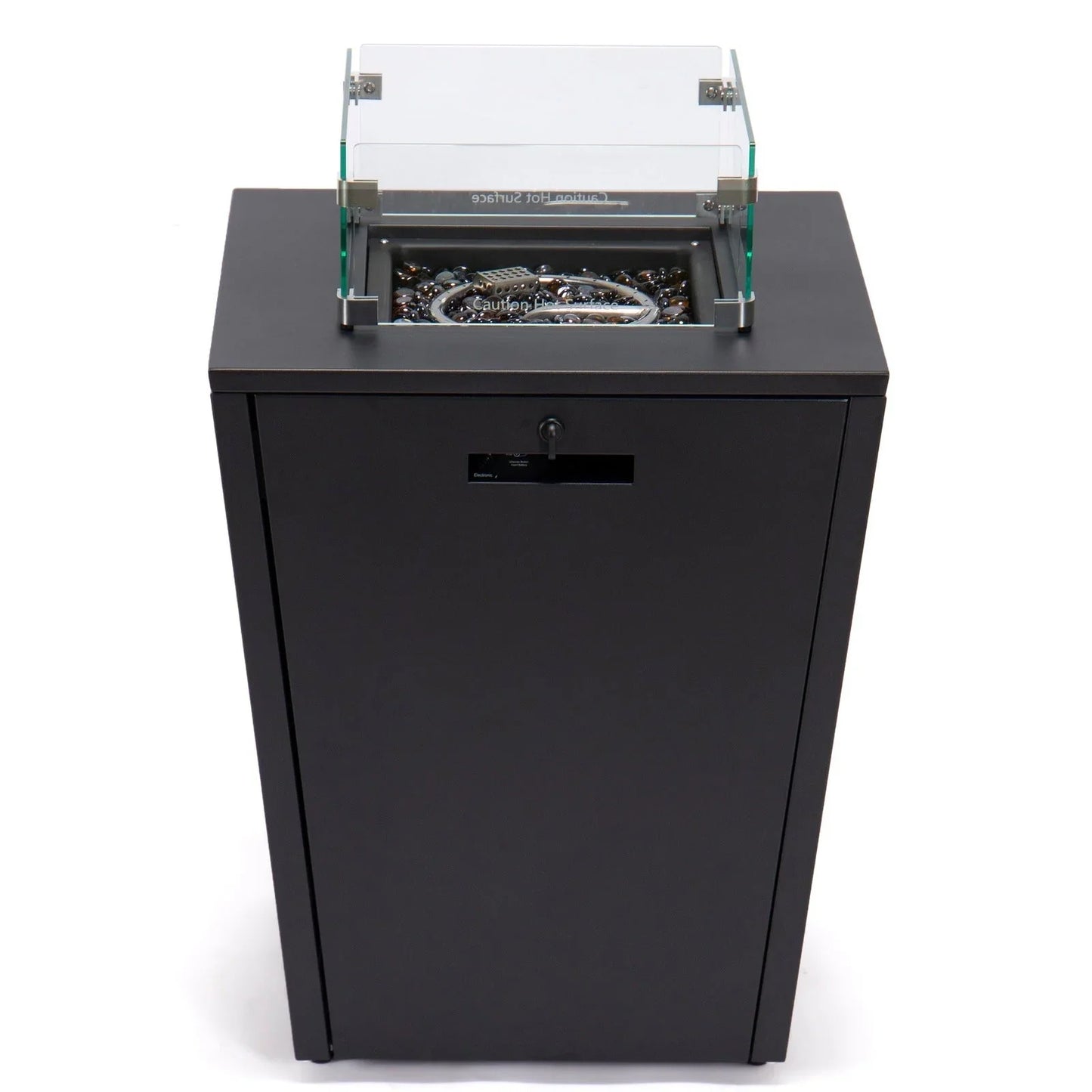 Marlin Modern Black Aluminum Outdoor Chaise Lounge Chair With Square Fire Pit Side Table Set of 2 - Elax Furniture