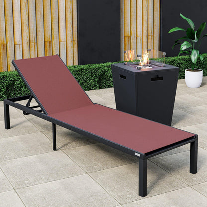 Marlin Aluminum Outdoor Chaise Lounge Chair with a Square Fire Pit Table - Elax Furniture