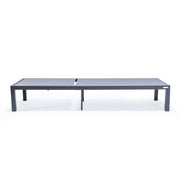 Marlin Modern Black Aluminum Outdoor Chaise Lounge Chair With Square Fire Pit Side Table Set of 2 - Elax Furniture